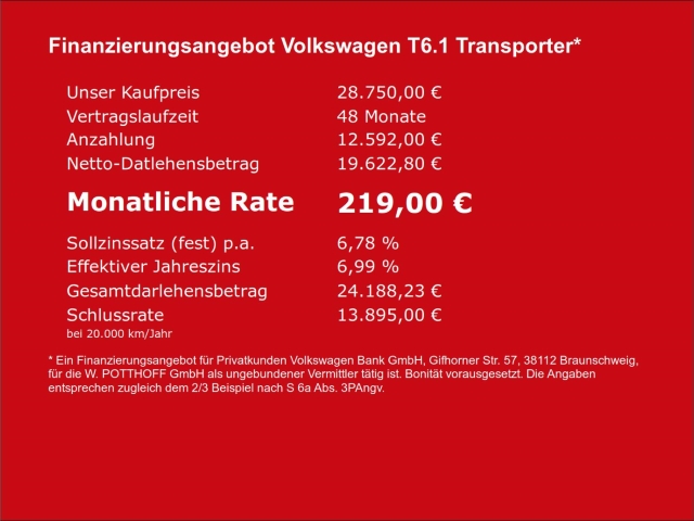 Volkswagen T6.1 Transporter Kasten 2.0 TDI Navi AHK Klima
